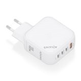 AISENS ASCH-100W4P028-W Chargeur rapide universel pour appareils mobiles, Blanc, 100W, 4 ports (1x USB-A, 3x USB-C), AC, GaN