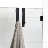 Tendance Crochets de douche - 2x pièces - noir - métal - crochet de cabine de douche / paroi de douche - 18 cm - crochets pour serviettes