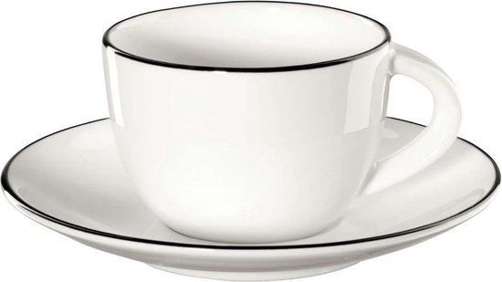 ASA Espresso Kop en Schotel A Table Ligne Noire 70 ml - Wit - Porselein