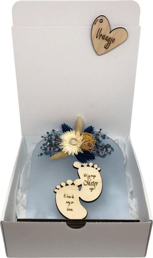 Geschenkbox Wil jij mijn METER zijn? - BLAUW - droogbloemen - cadeau