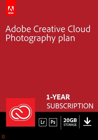Adobe Photography Plan (Photoshop CC + Lightroom CC) | 1 Gebruiker | 1Jaar | 20GB cloudopslag