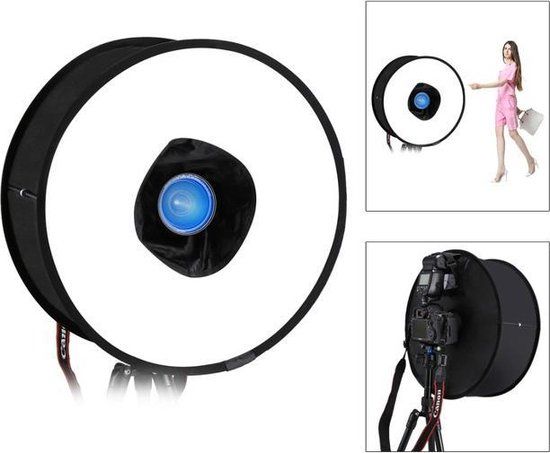 Roundflash Ring Light - Opvouwbare Ringflash Diffuser voor Reportageflitser - Geschikt voor Canon, Nikon, Sony, Pentax, Samsung, Fujifilm, Olympus, Panasonic