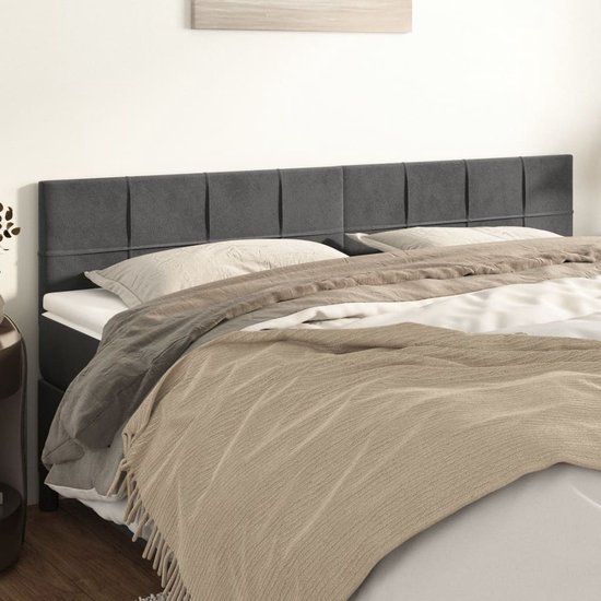vidaXL Hoofdbord 160x5x78/88 cm fluweel donkergrijs