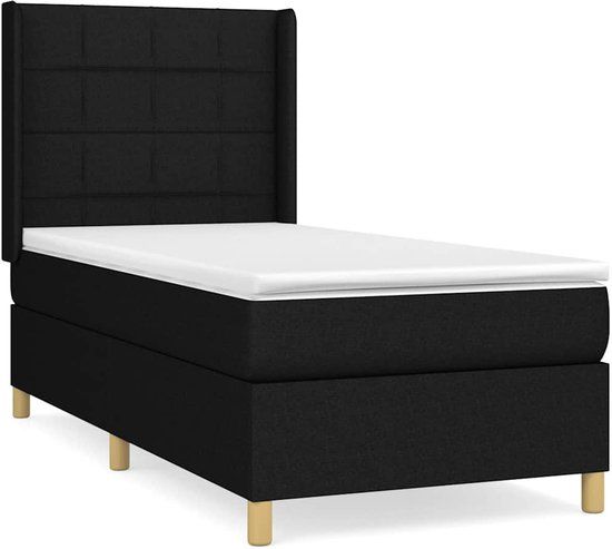 vidaXL Boxspring met matras stof zwart 90x200 cm