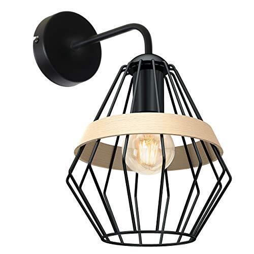 Homemania wandlamp, metaal, zwart, hout