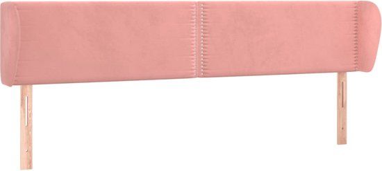 vidaXL Hoofdbord met randen fluweel roze 203x23x78/88 cm
