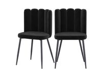 Lot de 2 chaises en velours noir et pieds en métal noir