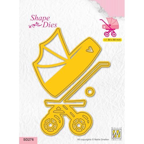 Nellie's Choice Snijden en embossing kinderwagen stempelen Die-3 Stks-8 x 8 cm-Card Maken Benodigdheden-Metalen Matrijzen voor Scrapbooking, DIY en Papier Ambachten, Geel, 80x80mm