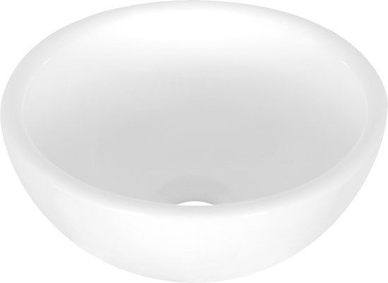 Differnz Ruz Round Ceramic Washbasin - 25x25x11cm - Glossy White