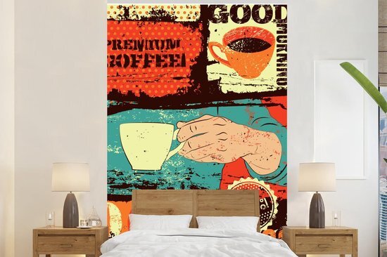 Nr1Wallpaper Behang - Fotobehang Koffie - Collage - Vintage - Breedte 180 cm x hoogte 280 cm