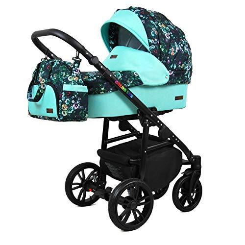 SaintBaby Kinderwagen 3in1 Isofix 2in1 DIN EN 1888 Zwenkte pneumatische banden Fire Black by Green Garden 3in1 met autostoeltje