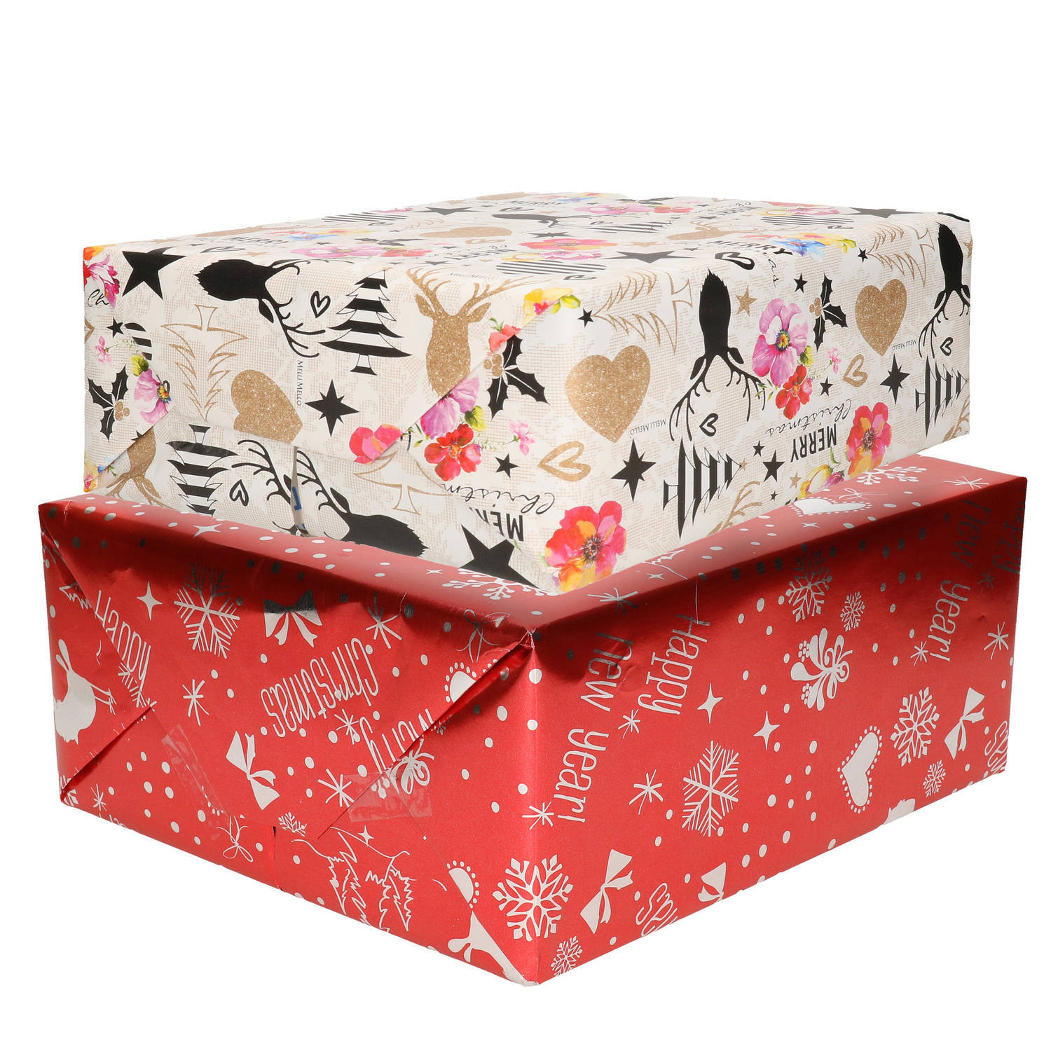 Bellatio Decorations 6x Rollen Kerst inpakpapier/cadeaupapier mixprint 250 x 70 cm