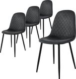 ML-design Eetkamerstoel set van 4 diamond quilting met rugleuning antraciet Keukenstoel met microvezel fluwelen bekleding