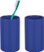 Spirella Badkamer drinkbeker/tandenborstelhouder Sienna - 2x - porselein - glans blauw - 7 x 11 cm