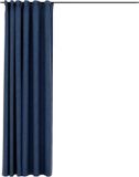 vidaXL Gordijn linnen-look verduisterend met haken 290x245 cm blauw