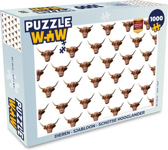 MuchoWow Puzzel Dieren - Sjabloon - Schotse hooglander - Legpuzzel - Puzzel 1000 stukjes volwassenen