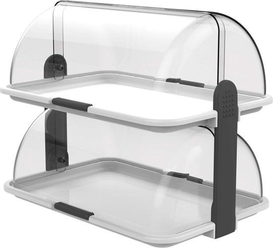 Biesse Buffetvitrine - 2 laags - 47x32 cm - Transparant/Wit/Zwart
