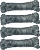 AMIG Paracord touw - 4x - 10 meter - D4mm - 100kg - PP/PE - legergroen/wit