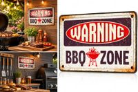 waakbord BBQ Zone waakbord - decoratief metalen bord voor barbecuehoek - A4 formaat - 21 x 29,7 cm