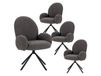MORENO Lot de 4 chaises pivotantes tissu bouclettes gris foncé pied métal noir