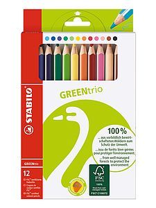 Stabilo GREENtrio - 12 stuks - Kleurpotloden - Groen/Rood/Wit