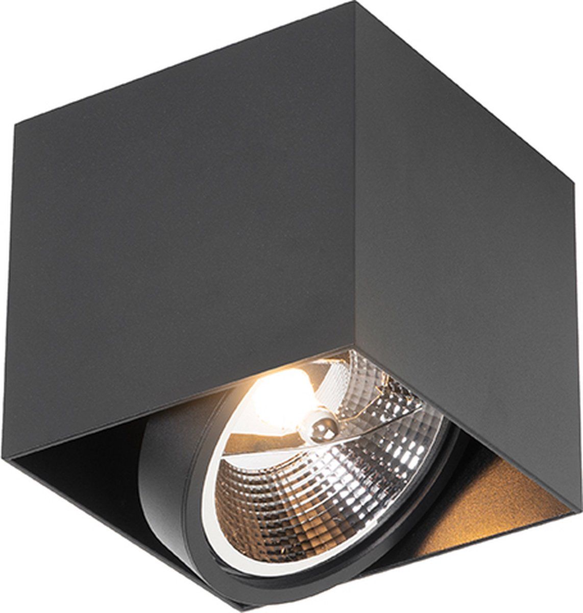 QAZQA Box - Design Plafondspot - 1 lichts - Zwart - Aluminium