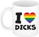 Bellatio Decorations Cadeau koffie/thee mok - regenboog - I love dicks - pride / gay - 300 ml - keramiek