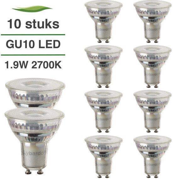 Lybardo 10 Pack LED GU10 1.9W 60 graden 2700K Warm Wit