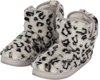 Apollo - Hoge sloffen dames - Fake Fur - Dierenprint - Grijs - Maat 41/42
