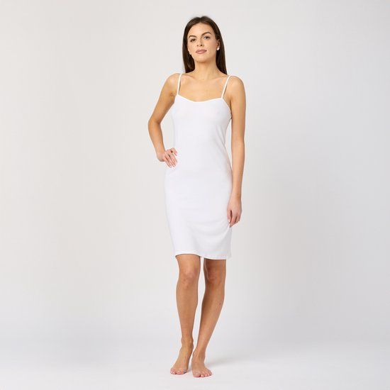 Merry Style Women's Slip Dress - Nightgown - Short - V-neck - Adjustable Spaghetti Straps - Viscose - White - 3XL
