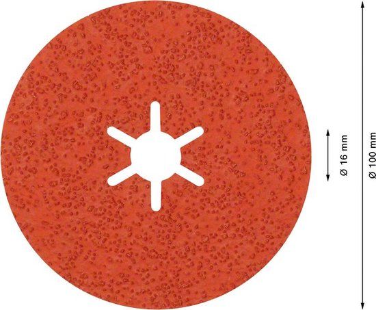 Bosch Accessoires Bosch Expert R782 keramische prisma-fiberschijf 100 mm, 16 mm, K36 - 1 stuk(s)
