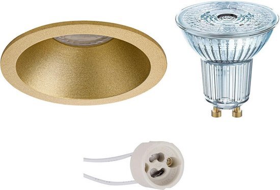 Osram Voordeelset - LED Spot Set - Parathom PAR16 927 36D - Pragmi Pollon Pro - GU10 Fitting - Dimbaar - Inbouw Rond - Mat Goud - 3.7W - Warm Wit 2700K - Verdiept - Ø82mm