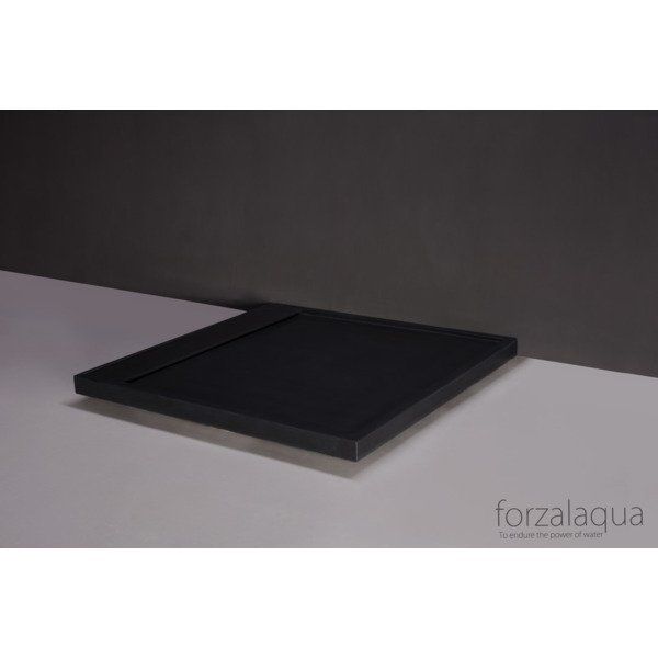Forzalaqua Fresco douchebak 90x90x5cm RVS waste vierkant graniet gezoet Blauw grijs 8010318