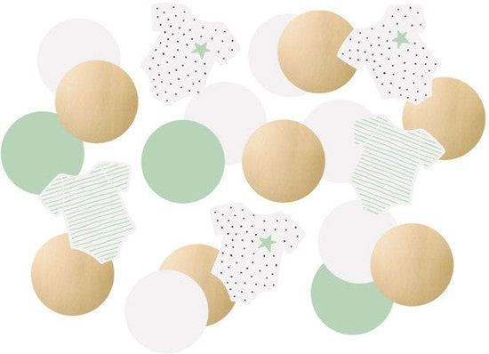 Hello Baby confetti, 250 stuks, tafeldecoratie, feestdecoratie voor geboorte en feest, neutraal, van papier en folie, diameter 2,5 cm, themadecoratie gender party