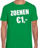 Bellatio Decorations Shoppartners Bv Fun t-shirt - zoenen 1 euro - groen - heren - Feest outfit / kleding / shirt S