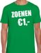 Bellatio Decorations Shoppartners Bv Fun t-shirt - zoenen 1 euro - groen - heren - Feest outfit / kleding / shirt S