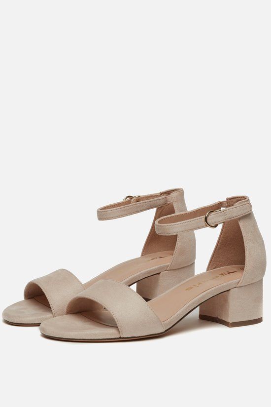 Tamaris Sandalen met hak beige Textiel - Dames - Maat 40