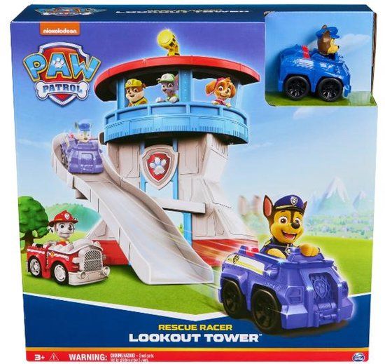 Spin Master Paw Patrol Uitkijktoren met Glijbaan - Chase Rescue Racer