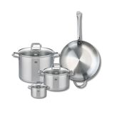 ELO 9500450 4-delige pannenset, set van 1 kookpan 32 cm en 3 kookpannen 12, 20 en 26 cm, Elo Profi citrien, roestvrij staal, inductie