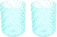 Countryfield Luna Tealight Holder Set - 2 Pieces - Cyan Glass - 11.5 x 13.5 cm