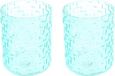 Countryfield Luna Tealight Holder Set - 2 Pieces - Cyan Glass - 11.5 x 13.5 cm