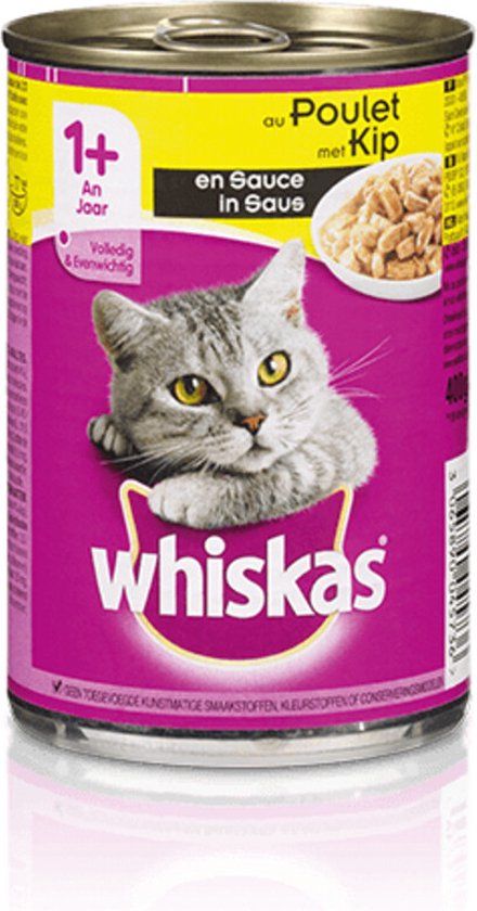 Whiskas Blik Adult Brokjes in Saus Kip 12 x 400 gr