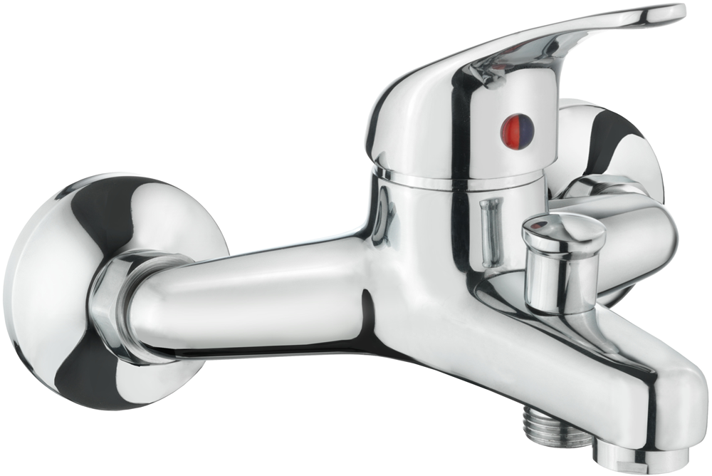 CON:P Bad-eengreepsmengkraan "Sesia" - hoogwaardige messing behuizing - verchroomd - 1/2 inch douche-afvoer/eengreepsmengkraan voor wandmontage/badmengkraan/badarmatuur / SA922