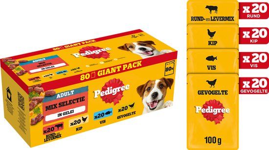 Pedigree Adult Mix Selectie in Gelei Maaltijdzakjes - 80 x 100g