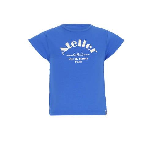 NoBell’ T-shirt blauw Meisjes Stretchkatoen Ronde hals Tekst - maat 158-164
