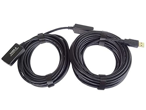 PremiumCord Actieve USB-verlengkabel met repeater 25 m, USB-A-bus naar USB-A-stekker, USB 2.0 High Speed kabel, 2 x afgeschermd, AWG20/28, kleur zwart, lengte 25 m