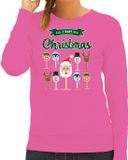 Bellatio Decorations pull de Noël moche/pull femme - Noël Vin - rose - All I Want For Christmas M