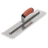 Marshalltown 1/2” Carbon Steel LayFlat Notch Trowel- DuraSoft Handle (16X4” Blade) w/Hanger