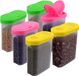 Boîtes de conservation 6 pièces, boîtes à saupoudrer 250 ml, boîtes à épices, boîtes de rangement avec distributeur pratique, pots à épices, boîtes de rangement pour cuisine (jaune, rose, vert, 3 couleurs)