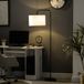 Lampe sur pied moderne en métal noir pour salon, avec abat-jour et câble de 180 cm, 64 x 38 x 163,5 cm, noir